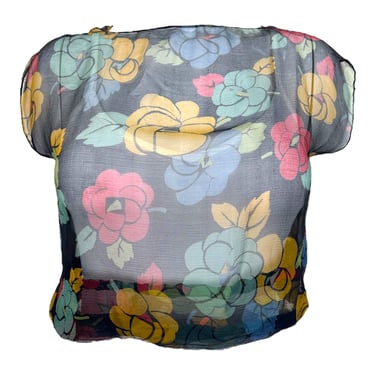 1920's Crepe Silk Rose Print Blouse- OLDBS