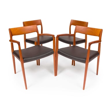 Vintage Niels Otto Møller Model 77 Dining Chairs in Solid Teak 