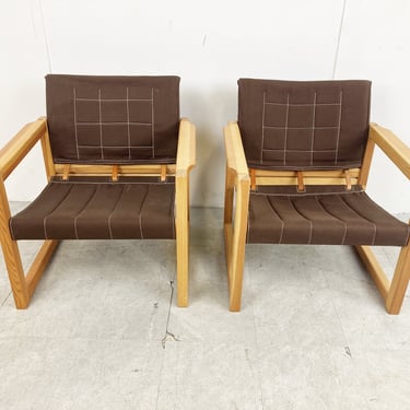 Pair of Diana armchairs designed by Karin Mobring for Ikea, 1980s - vintage safari chairs - vintage lounge chairs - vintage arm chairs 