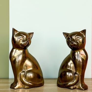 Pair of Brass Cat Bookends