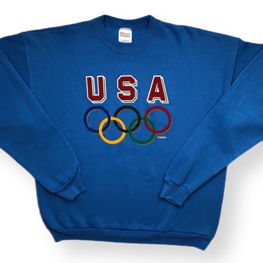 Vintage 90s USA Olympic Team Made in USA Graphic Crewneck Sweatshirt Pullover Size XXL 