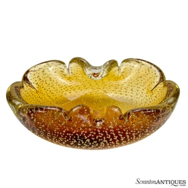 Mid-Century Atomic Italian Murano Gold Yellow Art Glass Bowl