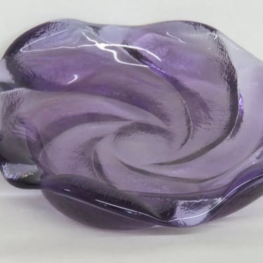 Fenton Amethyst Swirl Glass Candy Trinket Dish Ashtray Purple Art Glass 2978B