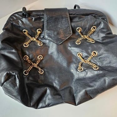Custom Purse By Amanda Alarcon-Hunter, Black and Gold Purse, Custom Leather Purse, OOAK Purse, Designer Purse, Handpainted Leather Handbag 