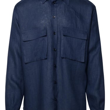 Dolce & Gabbana Blue Linen Shirt Men