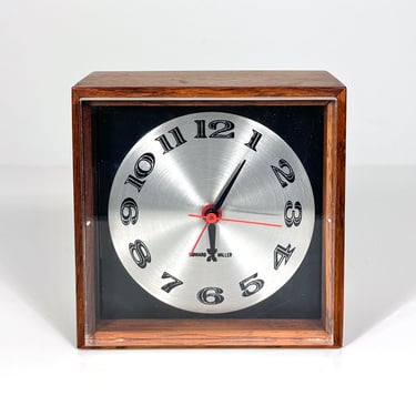 Mid Century Modern Arthur Umanoff Howard Miller Rosewood Desk Clock 1960s 