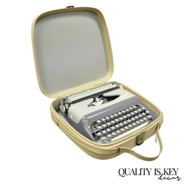 Vintage 1965 Consul 232 Portable Typewriter in two-tone slate/sky grey in Case