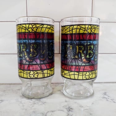 Vintage Stained Glass Arby's Tumbler Glasses 