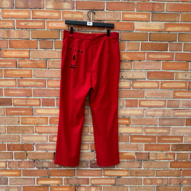 red fbc fashion brand company face cut out trousers / l large 