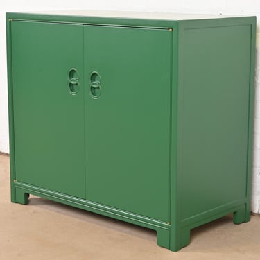 Michael Taylor for Baker Far East Collection Green Lacquered Chest of Drawers, Newly Refinished