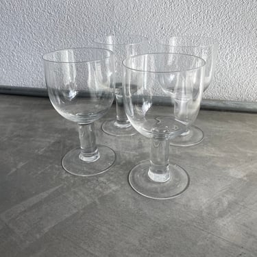 Vintage Wine Glasses Set of 4 | Vintage Clear Chunky Glasses | MCM | Vintage Barware | Mid Century Modern 