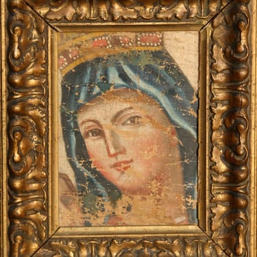 Unknown Artist, Madonna (possibly Byzantine), Oil on Canvas mounted to Board 