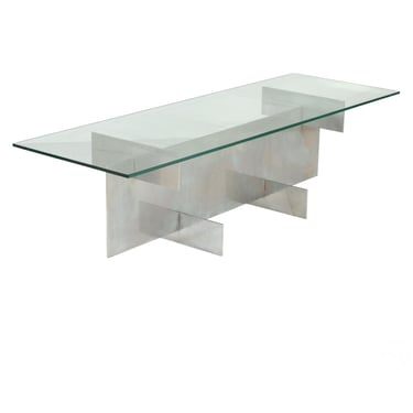 Aluminum and Glass Modernist Coffee Table