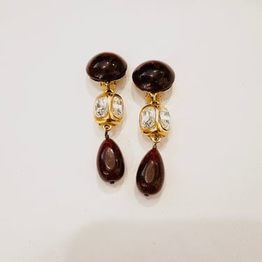 Chanel Burgundy Dangle Earrings