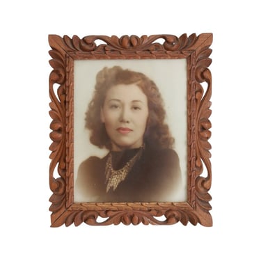 1940s Hand Carved Wooden Picture Frame - 1940s Photo Frame - 1940s Frame - 1940s Photo - 1940s Photograph - 1940s Sweetheart Photograph 