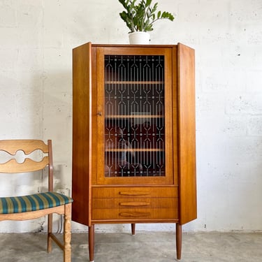 Danish Modern Glass Corner Cabinet or Bar 