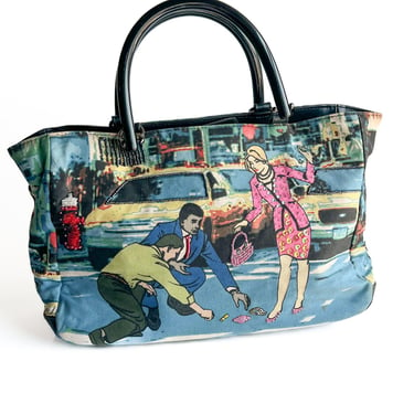 Y2K Large City Scene Printed Handbag