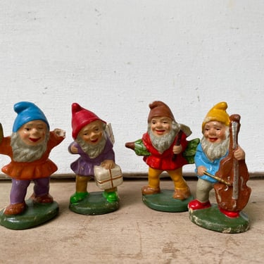 Vintage German Gnomes, Elves, Dwarfs, Made In Western Germany, Christmas Decor, Xmas Village Montage 