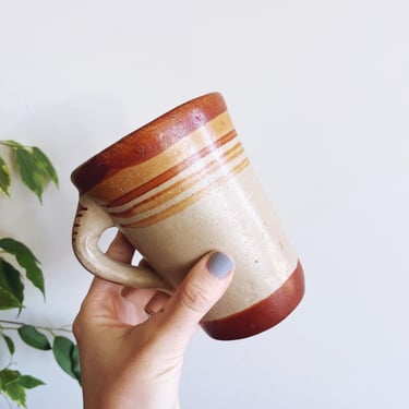 Vintage Mexican Taza de Barro Clay Mug 