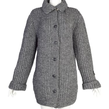 Gucci Vintage Grey Knit Alpaca Mohair Button Up Sweater Jacket