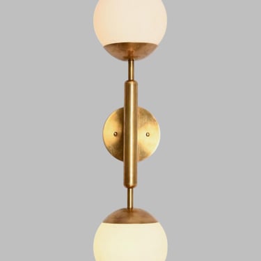 Twin Glass Shade Brass wall Sconce 