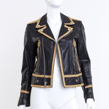 2015 S/S Soutache Trim Leather Jacket