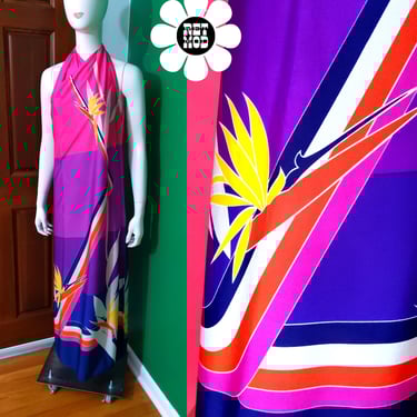 Fabulous Vintage 70s 80s Tropical Sarong Dress 