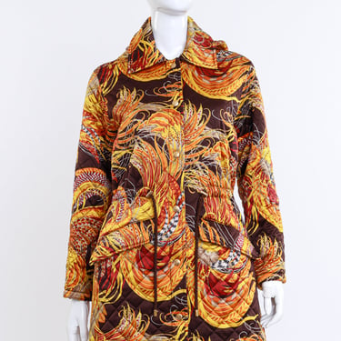 Golden Pheasant Feather Quilted Parka Coat