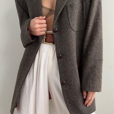 Vintage Cardamom Tweed Herringbone Blazer