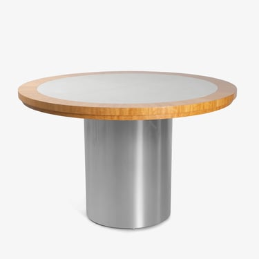 Leather & Chrome Pedestal Table