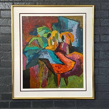 Mid-Century Modern “Carnival Fever” Abstract Serigraph Artwork by Muraina Oyelami, c.1960’s 