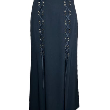 Moschino Cheap &amp; Chic Lace-Up High Slit Flared Maxi Skirt