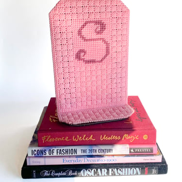 Bubblegum Pink Cross Stitched "S" Bookends
