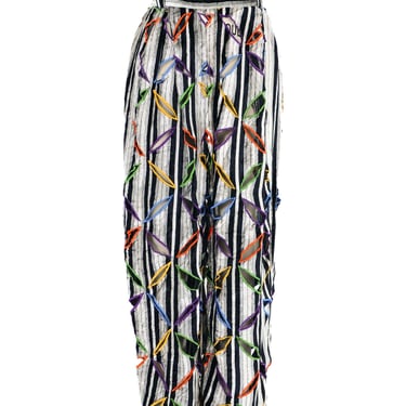 1991 Versace Velvet Pinstripe Cutout Trousers