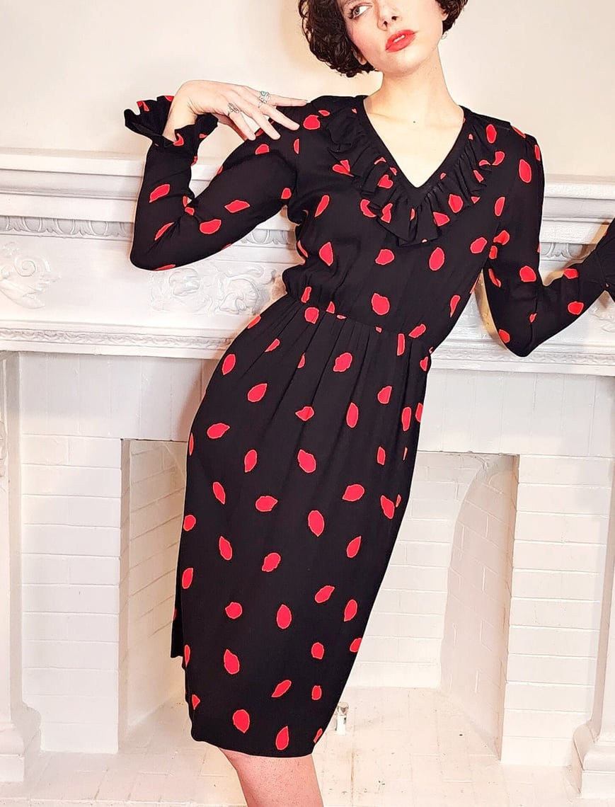 70s 80s Yves Saint Laurent Print Rive Gauche Dress in | RareJule Vintage |  Chicago, IL