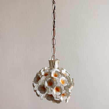 midcentury french floral tole pendant light