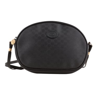 Gucci 1980s Vintage Micro "GG" Black Canvas Round Crossbody Bag 