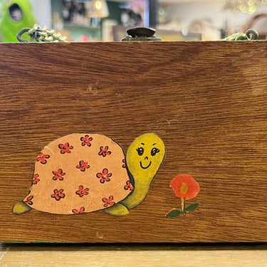 vintage turtle box purse novelty decoupage little handbag 