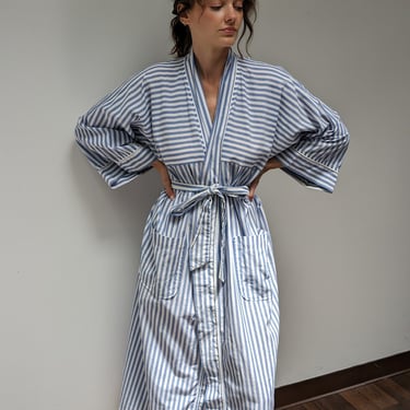 Vintage Christian Dior Blue Striped Robe