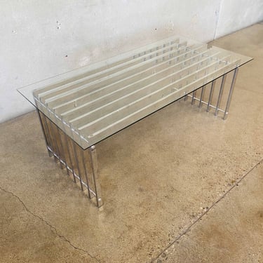 Mid-Century Chrome Slatted Coffee Table