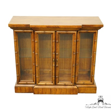 HIGH END VINTAGE Asian Inspired Faux Bamboo 36" Lighted Display Console Cabinet 