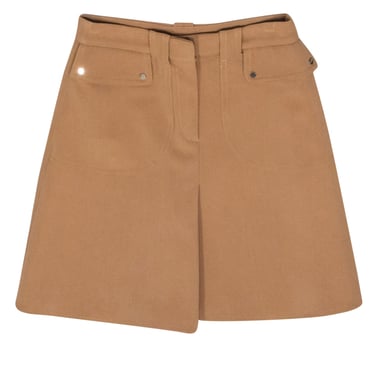 Maje - Tan Ribbed Texture Miniskirt w/ Silver Buttons Sz S