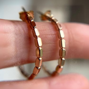 Gold or Silver Hoop Earrings - Geometric Hoops - Metal Beaded Hoops - Unique Hoop Earrings - Gift for Her - Jewelry Gift - Hoop Earrings 