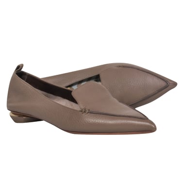 Nicholas Kirkwood - Taupe Pointed Toe Pebbled Leather Loafers Sz 11
