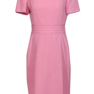 Badgley Mischka - Baby Pink Short Sleeve Wool Sheath Dress Sz 12