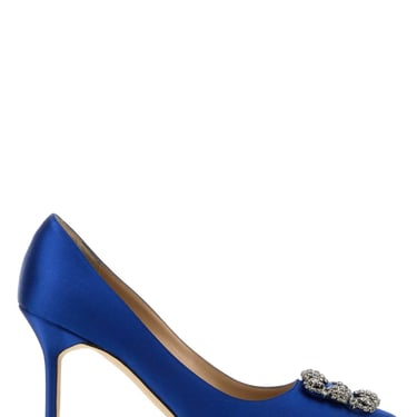 Manolo Blahnik Women Blue Satin Hangisi Pumps