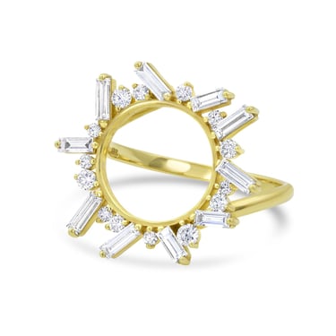 Open Circle Ring - 18k Gold + Diamonds, Size 7.5