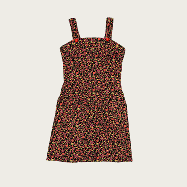 (S) Corduroy Floral Overall Dress