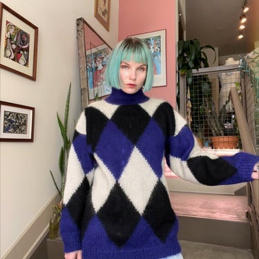 Vintage Harlequin Mohair Blend Sweater 