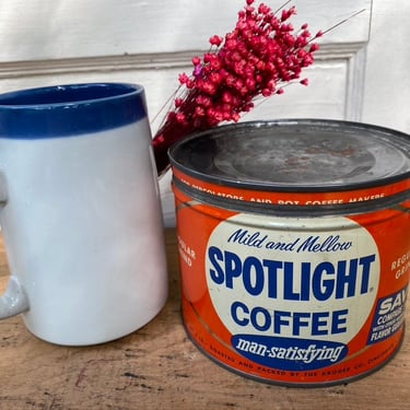 Vintage Spotlight Coffee Tin, Kroger Coffee, Man-Satisfying, Coffee Lover, Farmhouse, Kitchen Decor 